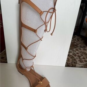 Michael Kors Tan Gladiator Lace-Up Knee-High Sandals